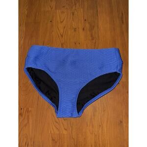 Lands End Blue Textured High Waist Swim Bottoms Bikini size 4